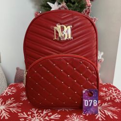 Badgley Mischka Red Studded Backpack 