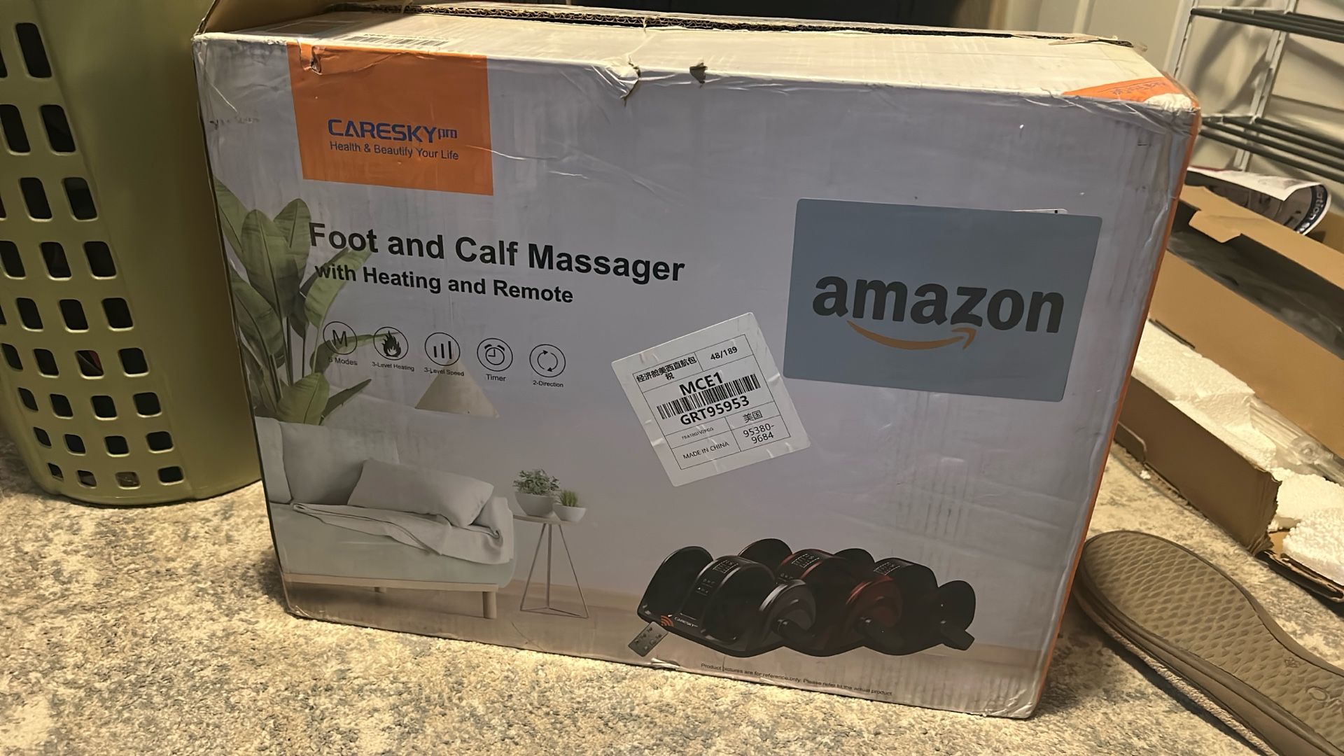 Foot and calf massager with remote and heating