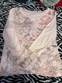 baby pink flower whimsical gem quarter sleeve shirt