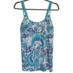 Womens blue/teal tankini bathing suit top