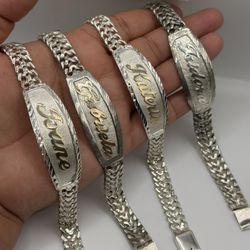 Esclavas De Plata Con Nombre En Oro 