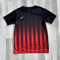 Nike Dri Fit Black/Red Striped Youth Soccer Jersey. Size Yth Large. Good Condition, See All Pics 