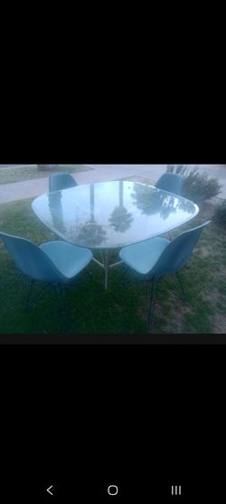 Glass Top Dining Table with 4 Chairs