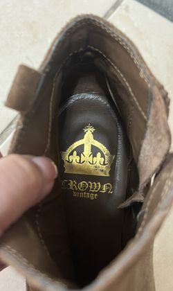 Bottines Suède Crown Vintage - Taille 10 US - Couleur Camel - Talon Bloc - Occasion Porté