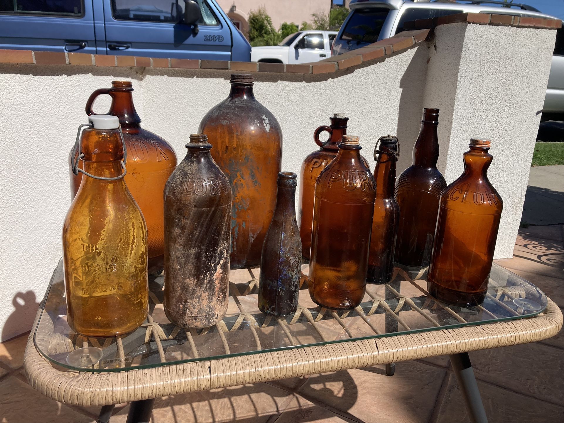 Antique Brown Bottle Collection Amber Vintage