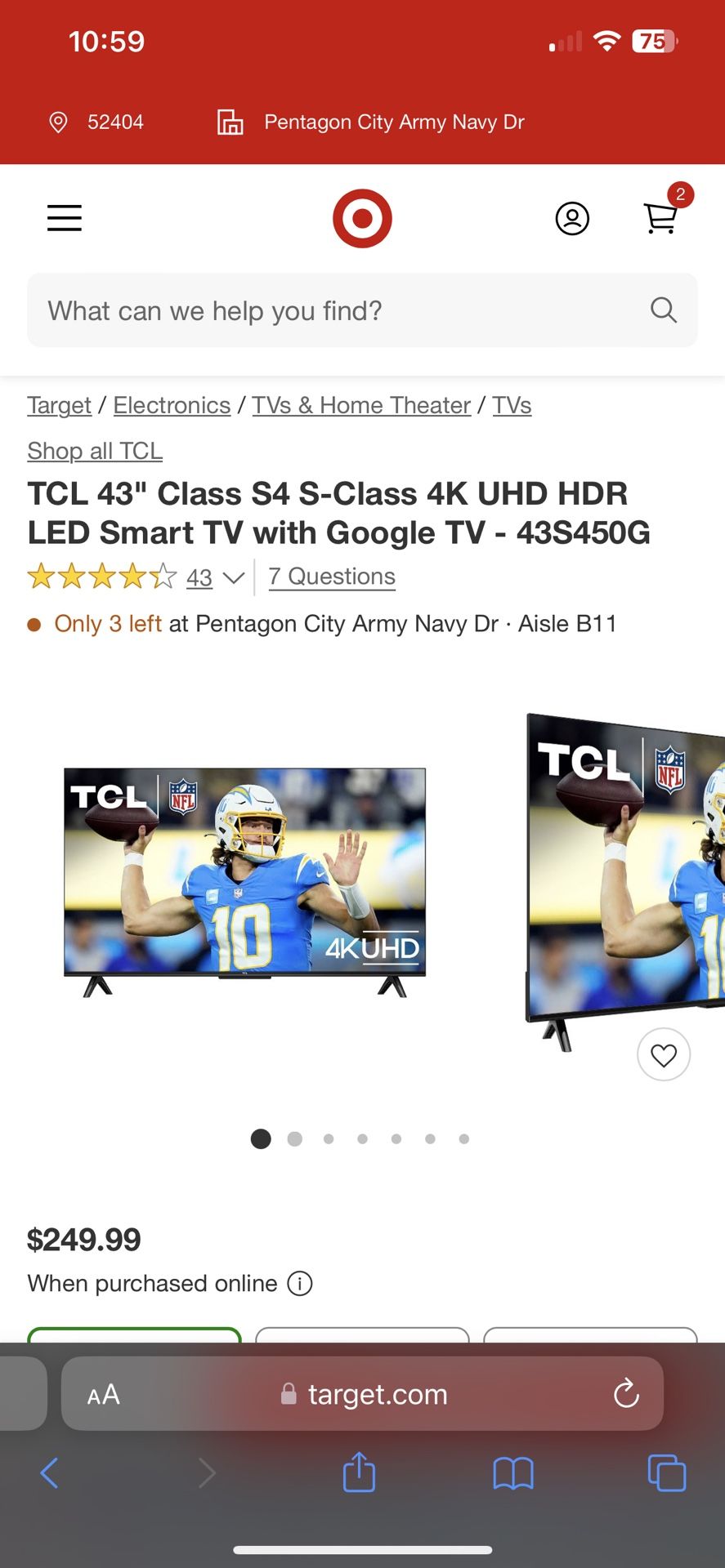 TCL 43 inch smart tv 