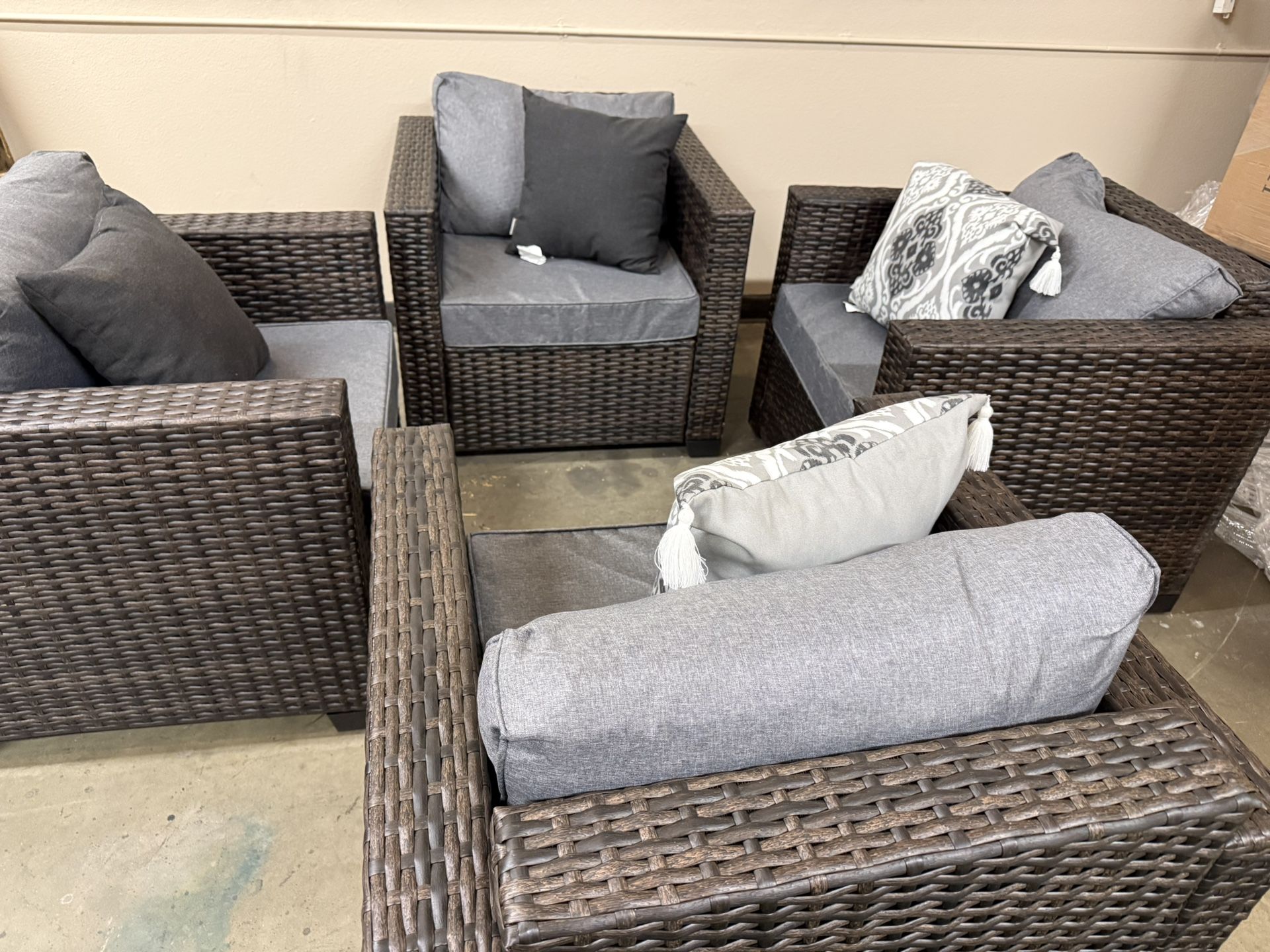 Grey Outdoor Patio Chairs Wicker Set