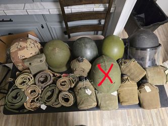 Military Surplus Helmet and Gear Lot