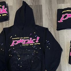 *BEST QUALITY* Sp5der P*NK Hoodie Black/Pink( Size Small)