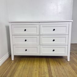 New Traditional White Dresser with 6 Drawers, Storage Dresser, Chest Dresser