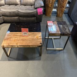 MEGA SALE! Petrified Wood And Resin Coffee Table & End Table   (SAVE $1799!)