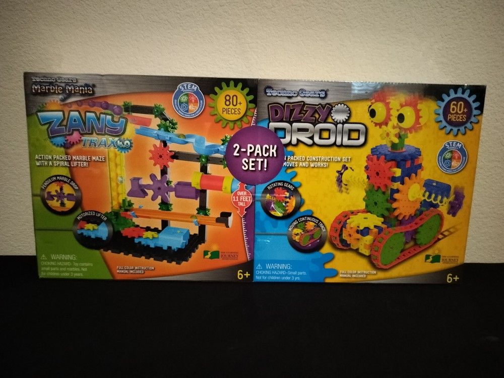 Techno Gears STEM Construction 2 Pack Set - Dizzy Droid and Zany Trax 4.0