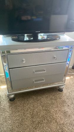 Nightstand grey with mirror frame