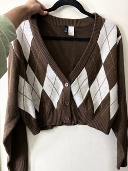 Brown and white long sleeve size Large