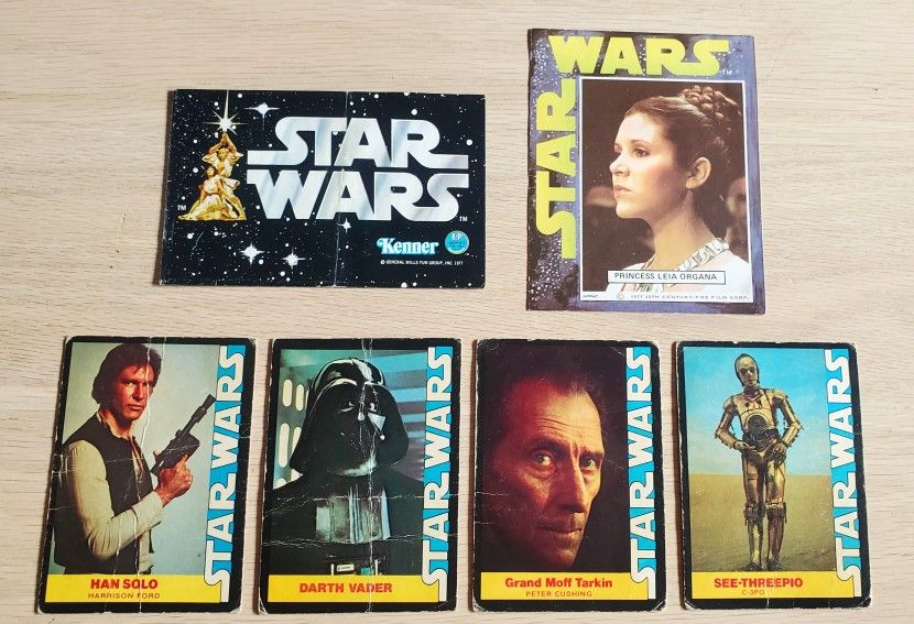 '77 STAR WARS Toy Catalog/Wonder Bread Cards/Leia Sticker Bundle-RARE