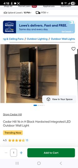 14" Black Hardwired LED Outdoor Wall Light 