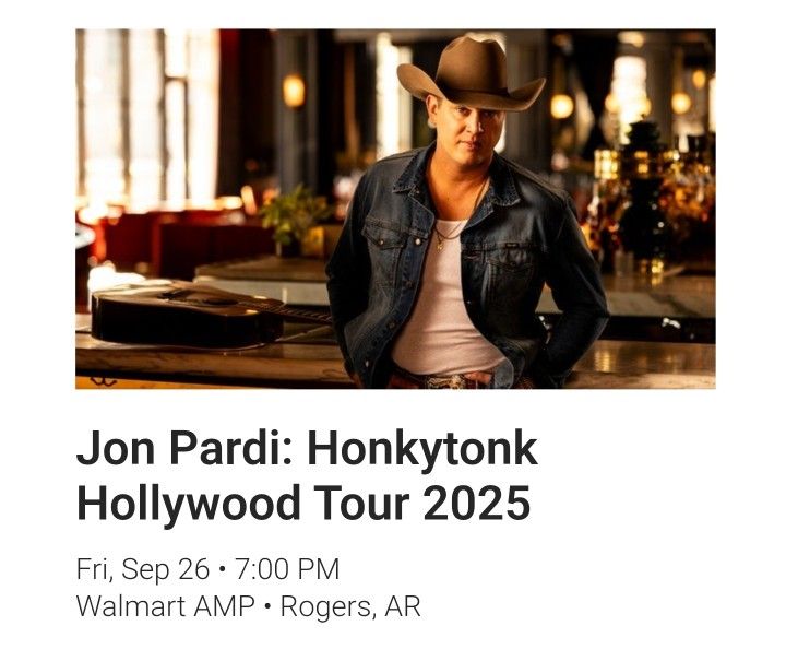 $45 Each - 2 Tix Jon Pardi : Honkytonk Hollywood Tour 2025 Concert Tickets