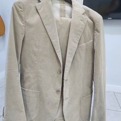 Suitsupply Men's Havana Blazer & Braddon Trousers Suit EU 52 Beige Corduroy P6541