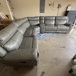 Gray leather sectional