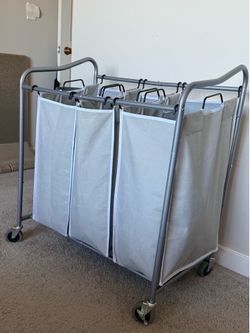 Heavy-Duty 3-Bag Laundry Sorter Cart