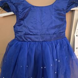 Royal Blue Toddler Dress With Pearl Beads 