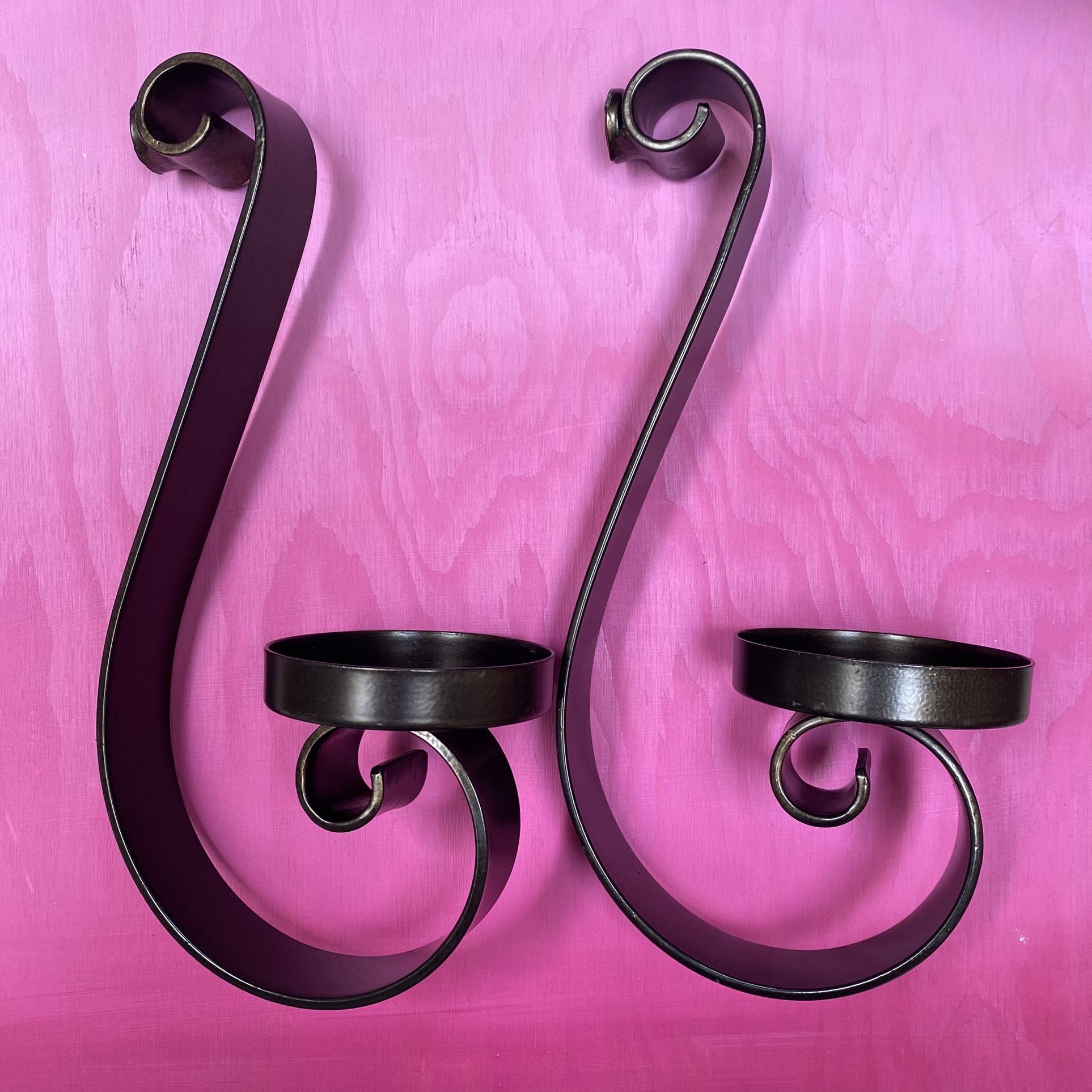 Set of 2 Dark Rubbed Bronze Metal Sconces