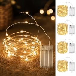 4 Pack Fairy Lights Battery Operated, 50 LED 16FT Warm White lights