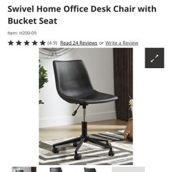 Swivel Home Office Desk Chair with Bucket Seat Black