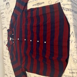 Long Sleves Red and Dark Stripes Shirt XXL