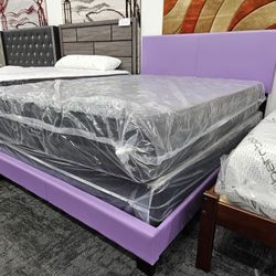 Brand New Purple Color Queen Size Bed Frame Only