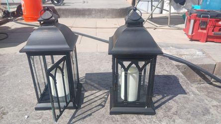2 Brand New Paradise Bronze Outdoor Flameless Candle Lanterns (with Timers)