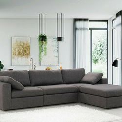 Arny Smoke Velvet Oversize Modern Reversible Sectional

