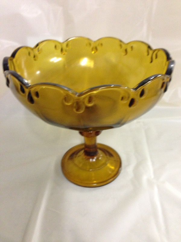 Vintage Amber Glassware-Footed Fruit Bowl