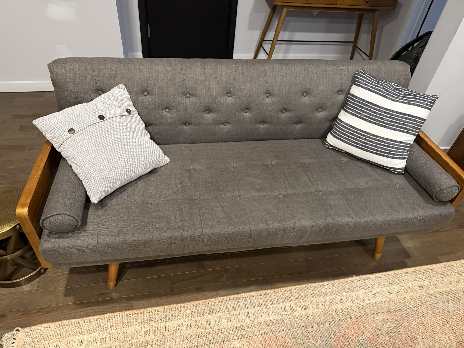 Two Mid-Century Modern Gray Sofas