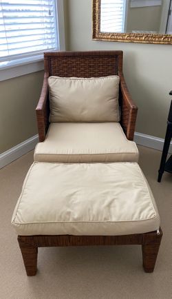 Cane lounge chair & ottoman