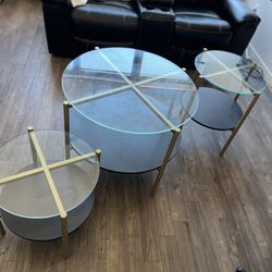 Round glass coffee table Set 