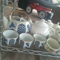 Antique Tea Pots And Serving Cups