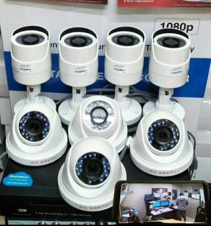 8 home security cameras with labor included-hablo espanol