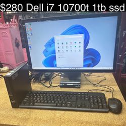 Dell Mini Optiplex 7080 Computer Desktop 16gb i7-10700t 4.50ghz 1tb M.2 SSD Windows 11 Pro