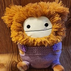 Benny Bigfoot Squishmallow w/ handmade purple overalls