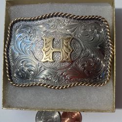 Vintage Belt Buckle Letter H Montana Silversmiths 