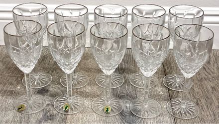 Waterford Crystal Araglin Platinum Water/Wine Glasses, Set of 10
