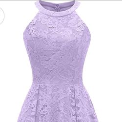 Halter Lace bridesmaid Hi-Low Dress