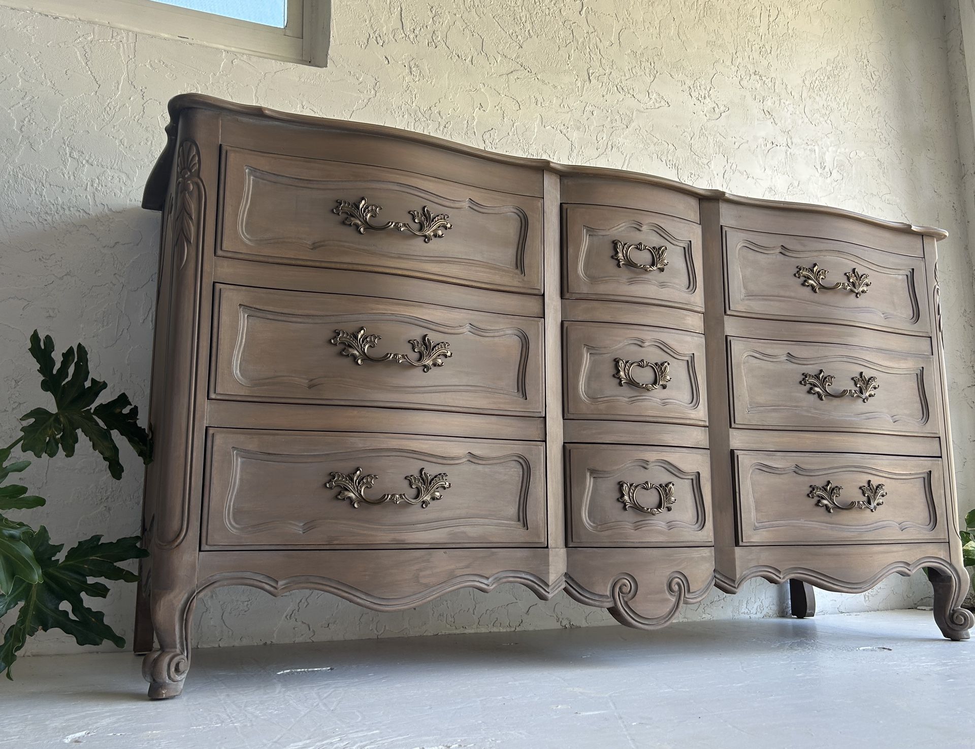 Lovely French Solid Wood 9 Drawer Dresser Sideboard