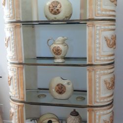 2 Gorgeous French Antique Glass Iron Shelves~