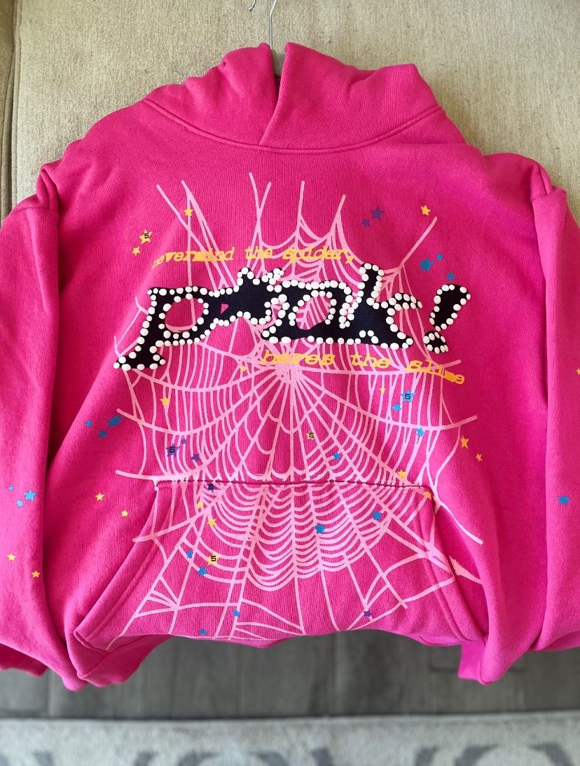 PINK SP5DER HOODIE (SIZE SMALL)