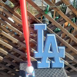 LA DODGERS HAND FOAM SIGN AND WIFFLE BAT/ BALL SET $10 FOR ALL