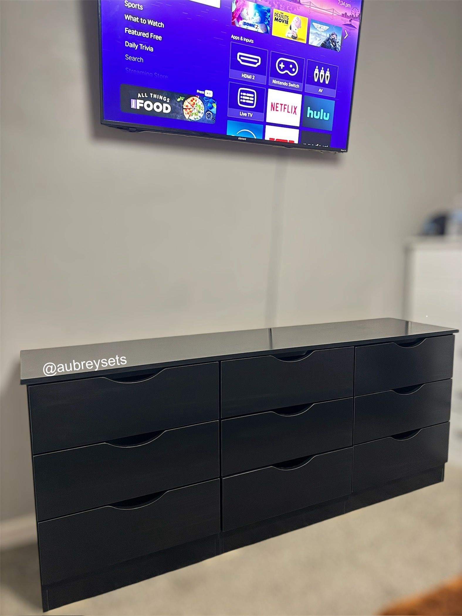 Black 9 Drawer Dresser
