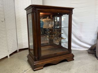 Low Lighted Glass Shelf Side Entry Curio Cabinet
