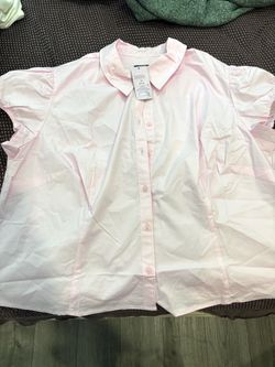 Pink Button-Down Short Sleeve Top Size 2X